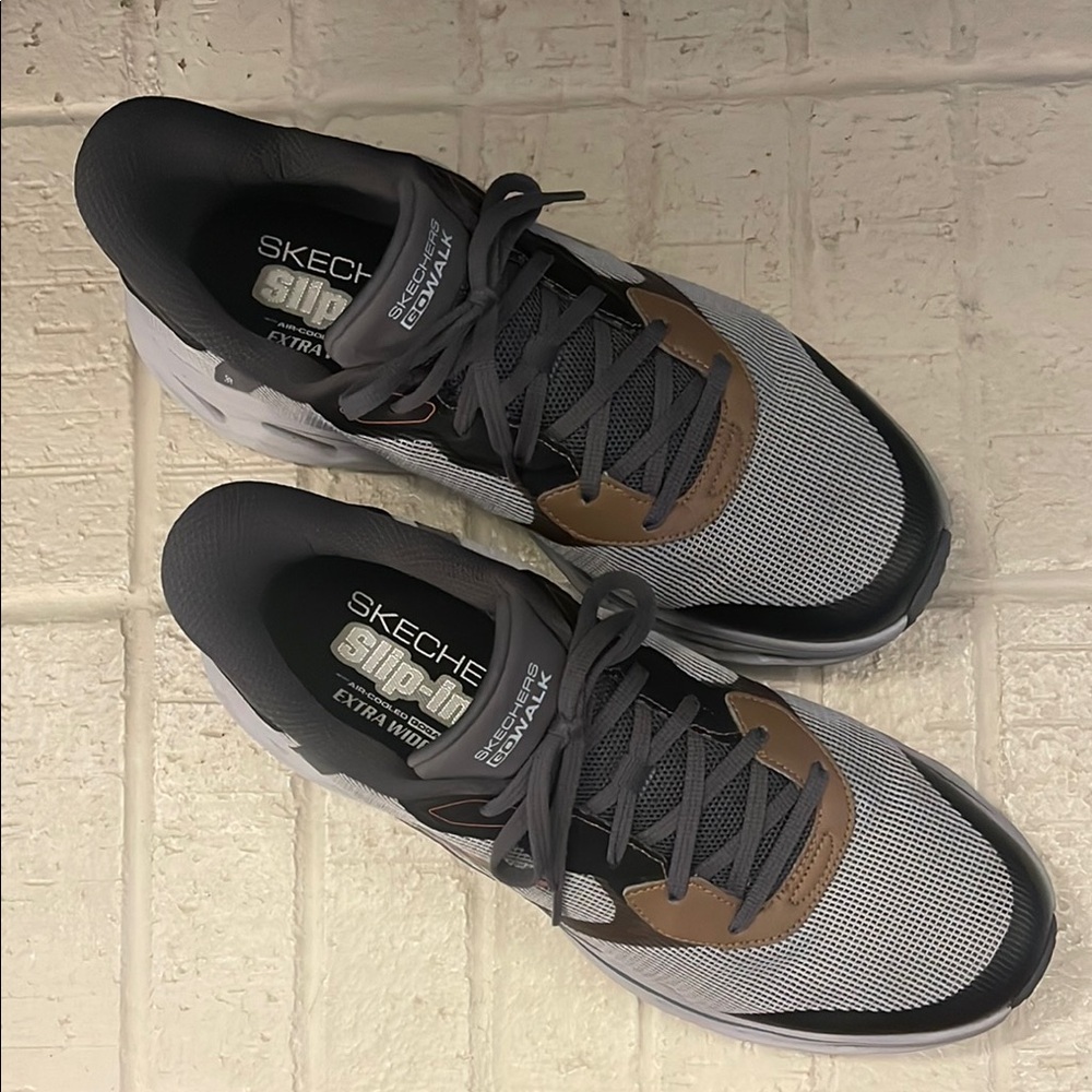 Skechers Black and Gray Low-Top Sneakers with Padded Collar